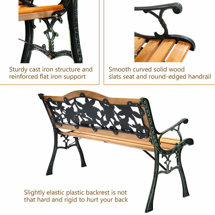 Park Garden Iron Hardwood Furniture Bench Porch Path ChairCostway Gallery View 5 of 12