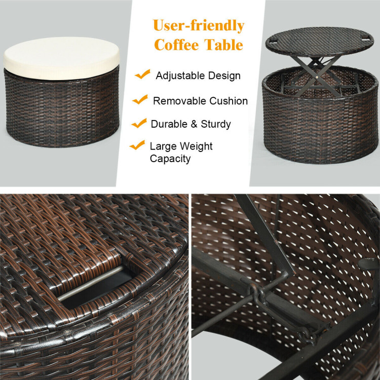 Patio Round Daybed Rattan Furniture Sets with CanopyCostway Gallery View 12 of 12