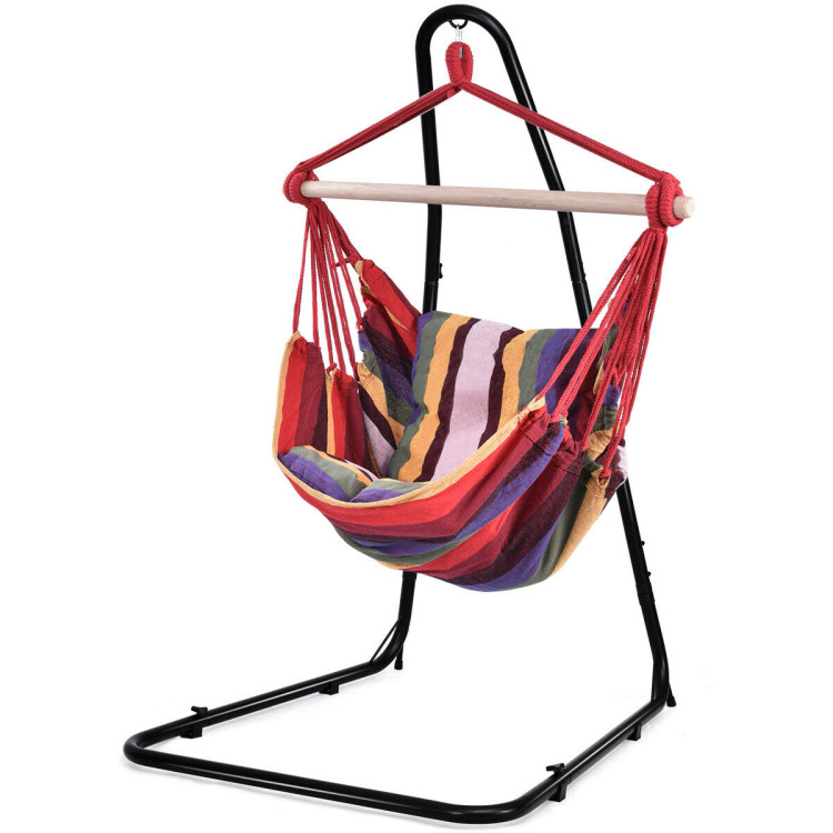 4 Color Deluxe Hammock Rope Chair Porch Yard Tree Hanging Air Swing Outdoor-RedCostway Gallery View 10 of 12