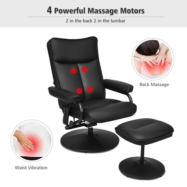 Electric Massage Recliner Chair with Ottoman and Remote ControlCostway Gallery View 6 of 10