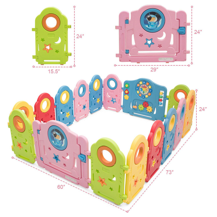 16 Panel Activity Center Baby Playpen with GateCostway Gallery View 5 of 7