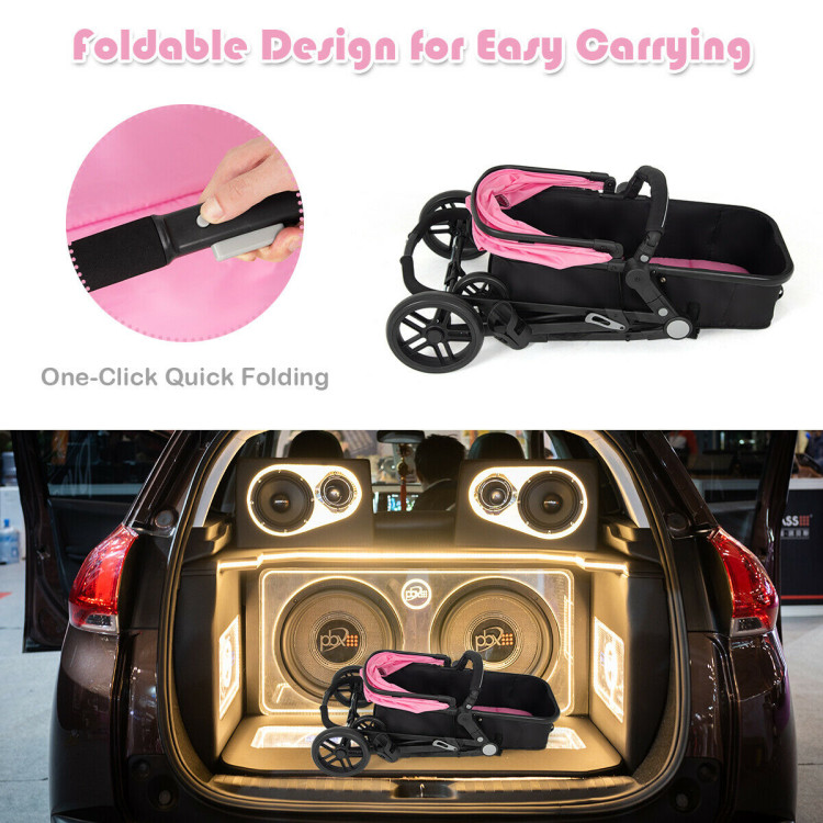 2-in-1 Foldable Pushchair Newborn Infant Baby Stroller-PinkCostway Gallery View 6 of 10