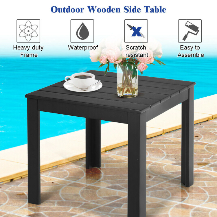Wooden Square Patio Coffee Bistro Table-BlackCostway Gallery View 3 of 12