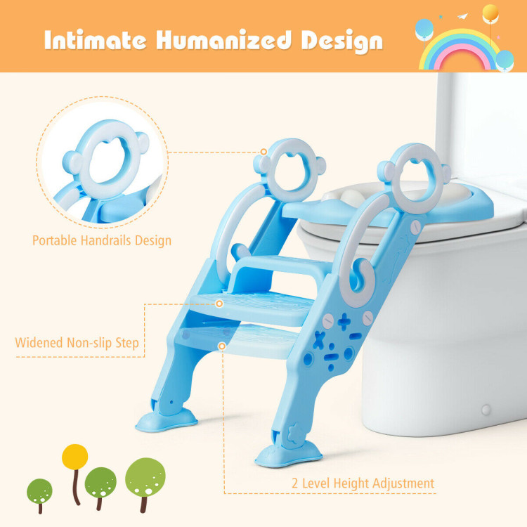 Adjustable Foldable Toddler Toilet Training Seat Chair-BlueCostway Gallery View 8 of 12