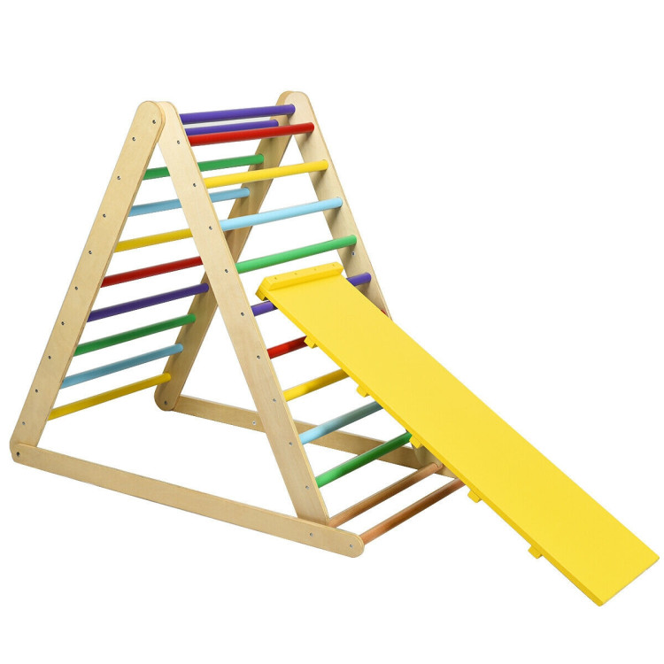 Foldable Wooden Climbing Triangle Indoor Home Climber LadderCostway Gallery View 3 of 9
