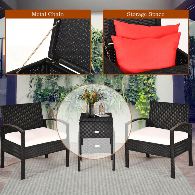 3 Piece PE Rattan Wicker Sofa Set with Washable and Removable Cushion for PatioCostway Gallery View 11 of 13