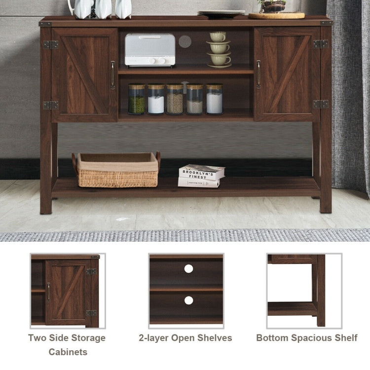 TV Storage Cabinets with Bottom Shelf-BrownCostway Gallery View 5 of 12