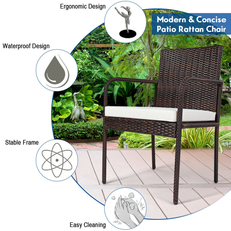 4 Pieces Outdoor Patio Rattan Dining Chairs Cushioned SofaCostway Gallery View 5 of 9