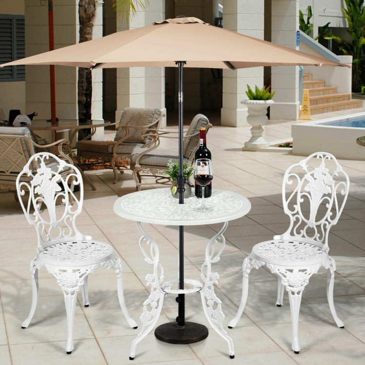 3 Pieces Patio Table Chairs Furniture Bistro Set Costway Gallery View 8 of 12