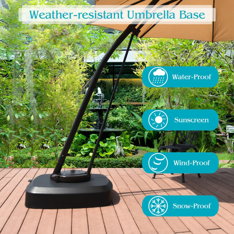 Patio Cantilever Offset Umbrella Base with Wheels for Garden Poolside DeckCostway Gallery View 3 of 12