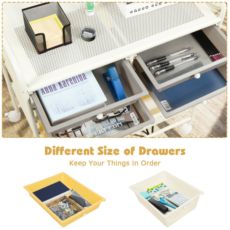 12 Drawers Rolling Cart Storage Scrapbook Paper Organizer Bins-YellowCostway Gallery View 12 of 12