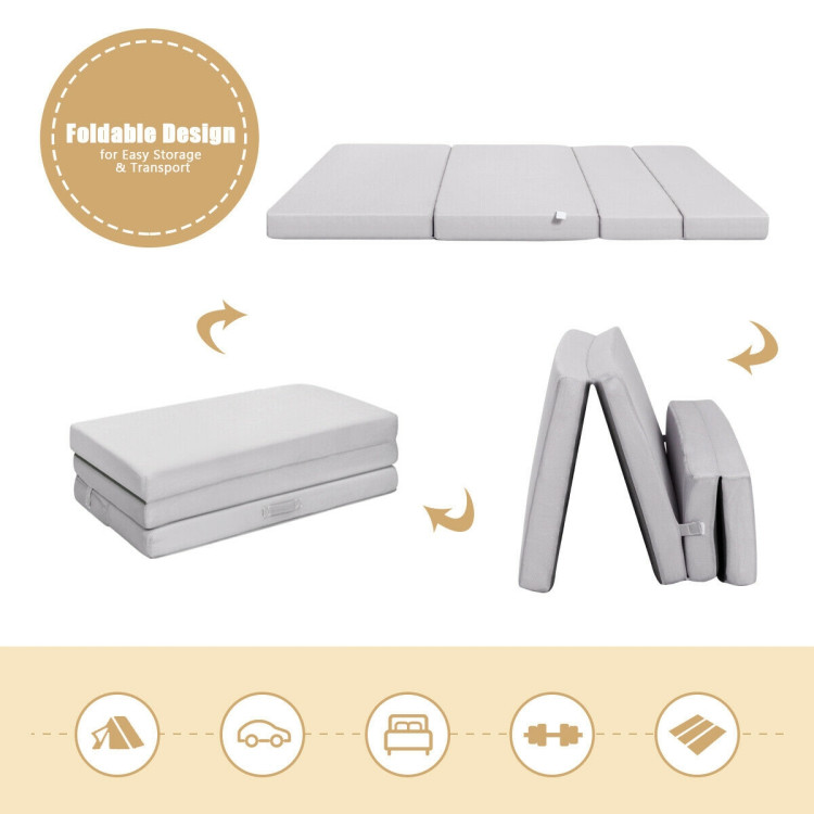 4 Inch Folding Sofa Bed Foam Mattress with Handles-Twin SizeCostway Gallery View 10 of 12