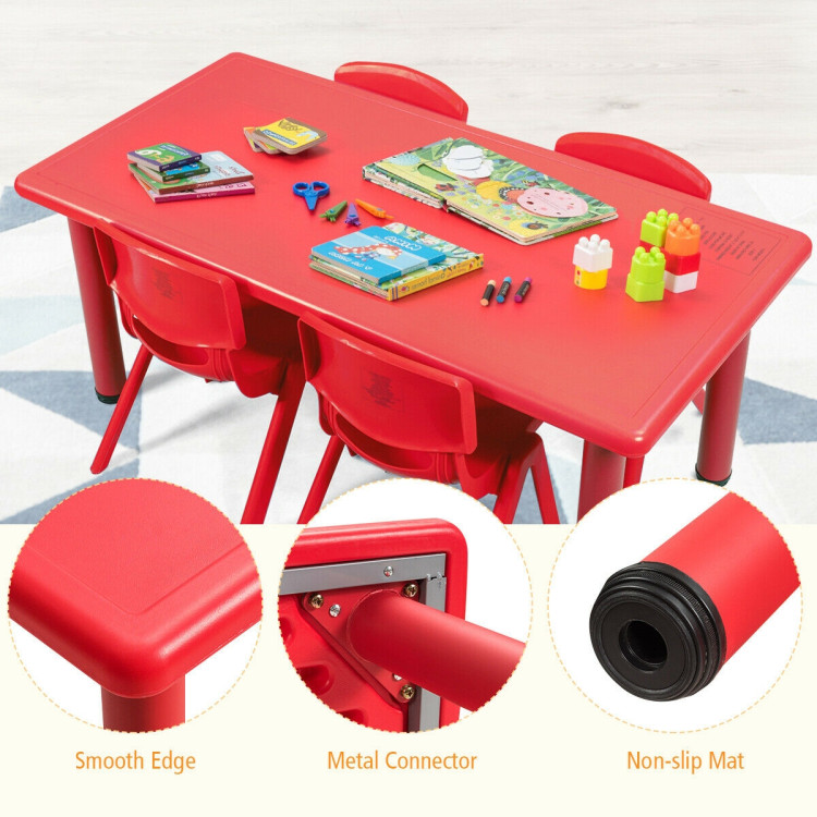 Kids Plastic Rectangular Learn and Play Table-RedCostway Gallery View 12 of 12