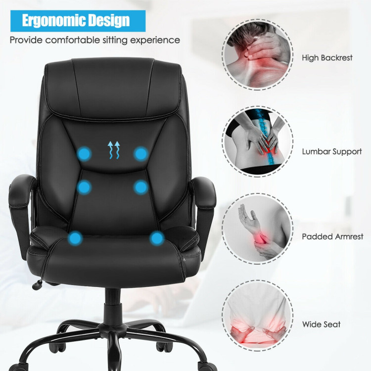 Massage Executive Office Chair with 6 Vibrating Points-BlackCostway Gallery View 6 of 10