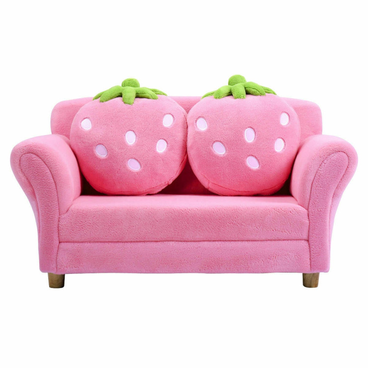 BL/PI Kids Strawberry Armrest Chair Sofa-PinkCostway Gallery View 9 of 12