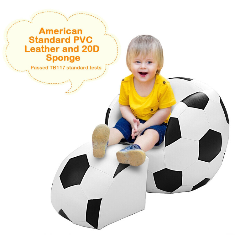 Football Shaped Kids Sofa Couch with OttomanCostway Gallery View 11 of 12