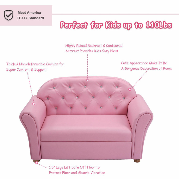 Kids Princess Armrest Chair Lounge CouchCostway Gallery View 9 of 13