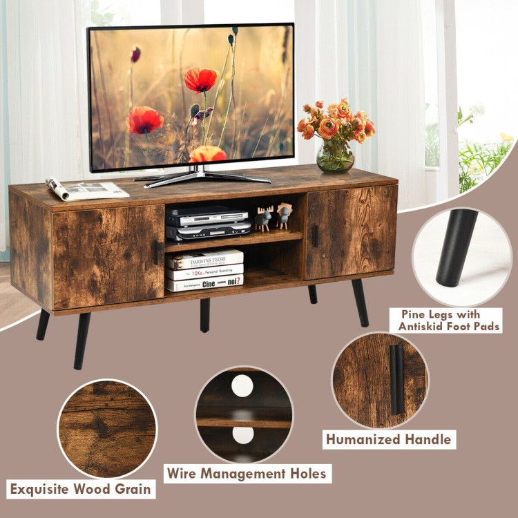 Industrial TV Stand with Storage Cabinets-Rustic BrownCostway Gallery View 12 of 12