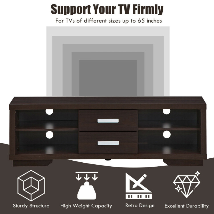 Modern TV Stand Entertainment Center with 2 Drawers and 4 Open ShelvesCostway Gallery View 11 of 12