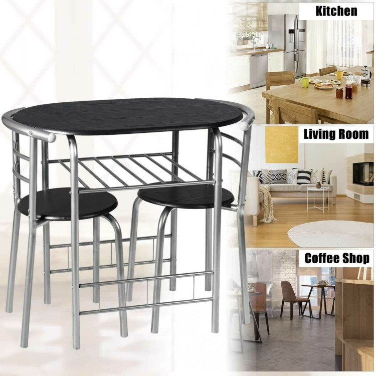 3 pcs Home Kitchen Bistro Pub Dining Table 2 Chairs Set- SilverCostway Gallery View 14 of 14