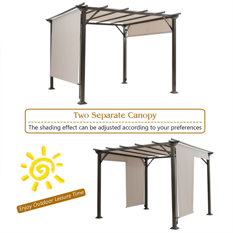 10 x 10 Feet Metal Frame Patio Furniture Shelter-BeigeCostway Gallery View 5 of 10