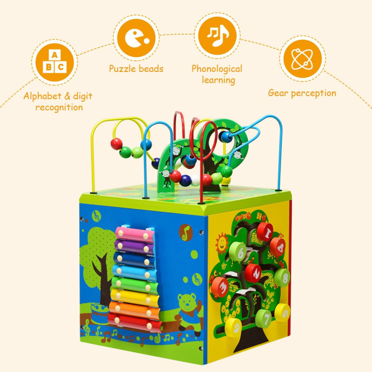 5-in-1 Wooden Activity Cube ToyCostway Gallery View 7 of 12