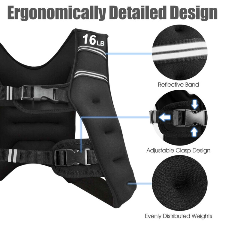 Workout Weighted Vest with Mesh Bag Adjustable Buckle-16 lbsCostway Gallery View 11 of 12