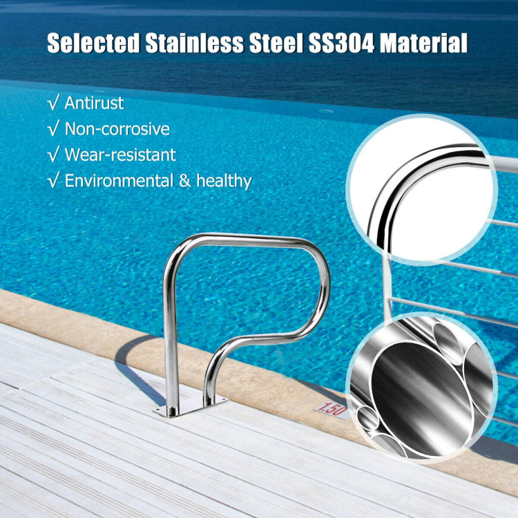 Stainless Steel Swimming Pool Hand Rail with Base PlateCostway Gallery View 11 of 12