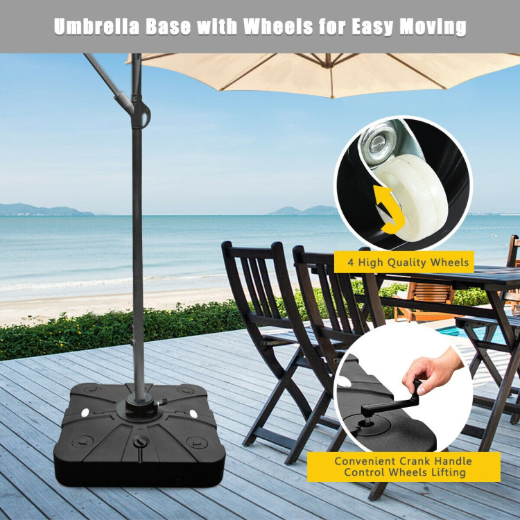 260 lbs Offset Patio Umbrella Base with Wheels Sand Water FilledCostway Gallery View 12 of 12