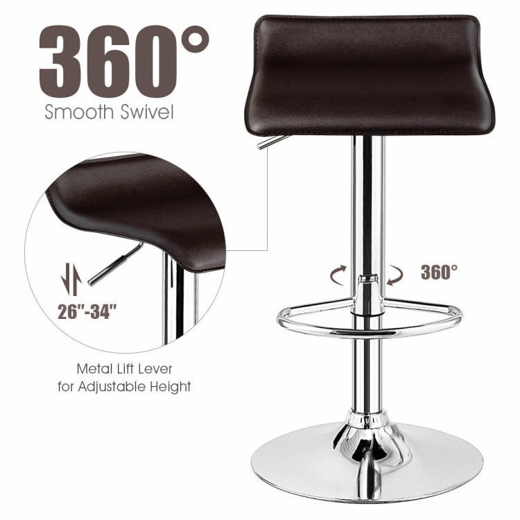Set of 2 Adjustable PU Leather Backless Bar Stools-CoffeeCostway Gallery View 12 of 12
