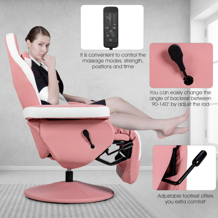 Ergonomic High Back Massage Gaming Chair with Pillow-PinkCostway Gallery View 12 of 12