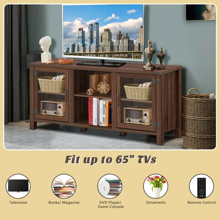 TV Stand Entertainment Center for TVs up to 65 Inch with Storage Cabinets-WalnutCostway Gallery View 9 of 12