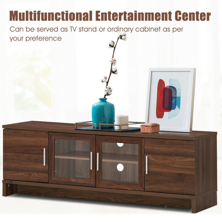 Media Entertainment TV Stand for TVs up to 70 Inches with Adjustable Shelf-WalnutCostway Gallery View 9 of 13