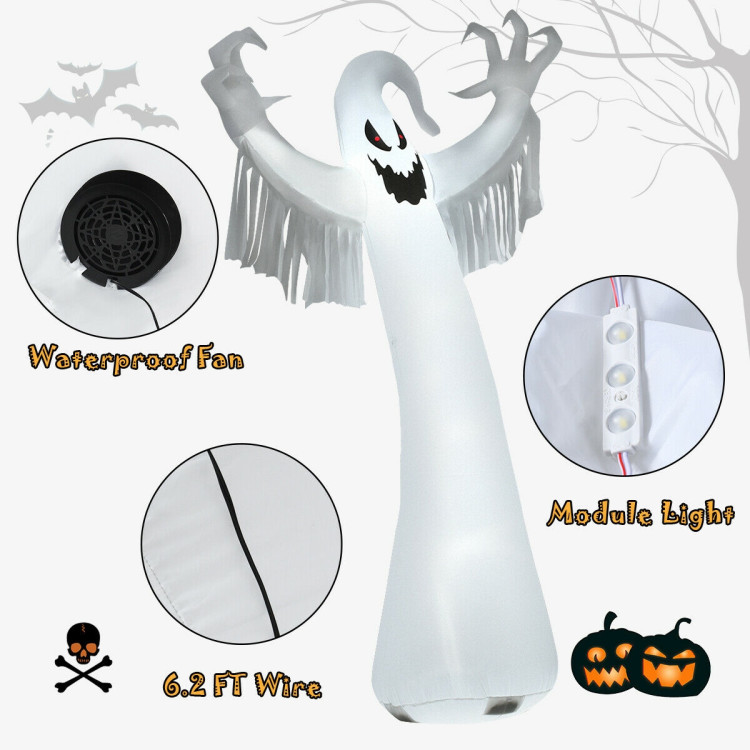 12 Feet Halloween Inflatable Spooky Ghost with Blower and LED LightsCostway Gallery View 5 of 12