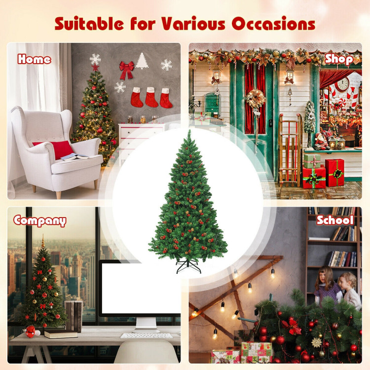 6.5 Feet Pre-lit Hinged Christmas Tree with LED LightsCostway Gallery View 7 of 12