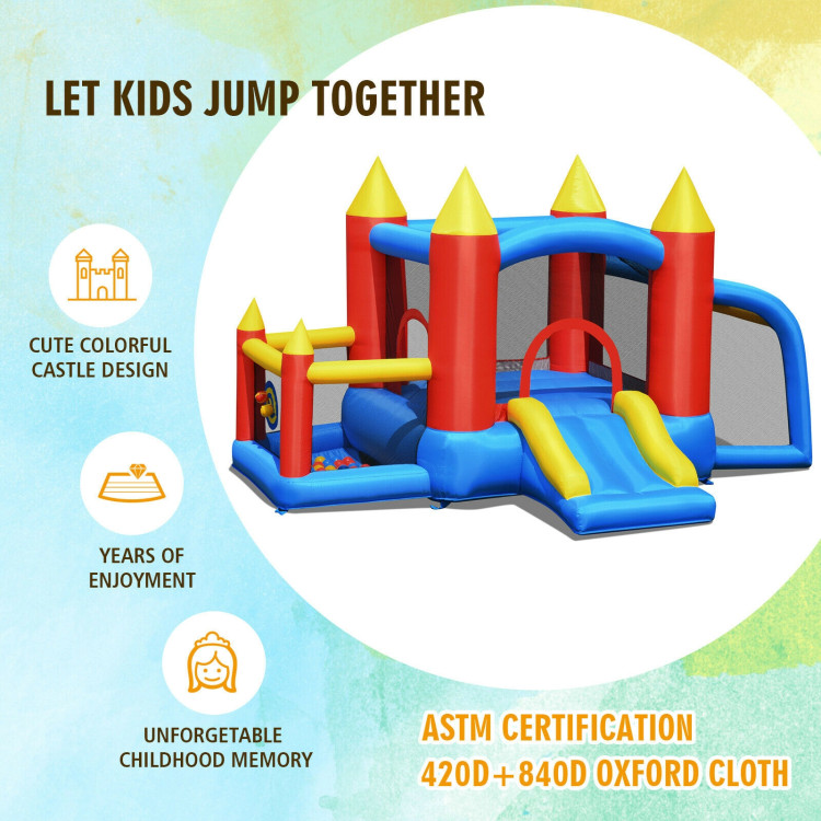 Kid Inflatable Slide Jumping Castle Bounce House with 740w BlowerCostway Gallery View 5 of 12
