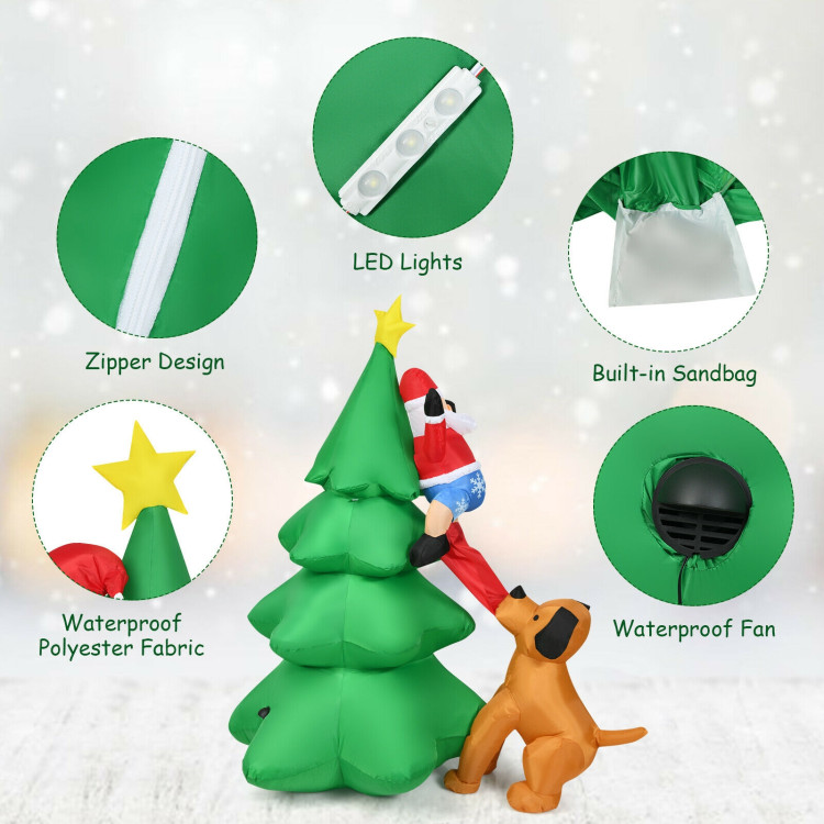 6.5 Feet Outdoor Inflatable Christmas Tree Santa Decor with LED LightsCostway Gallery View 5 of 10