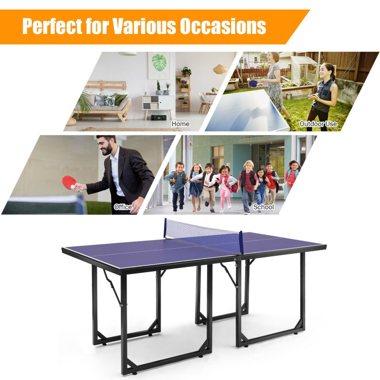 Multi-Use Foldable Midsize Removable Compact Ping-pong Table Costway Gallery View 11 of 12