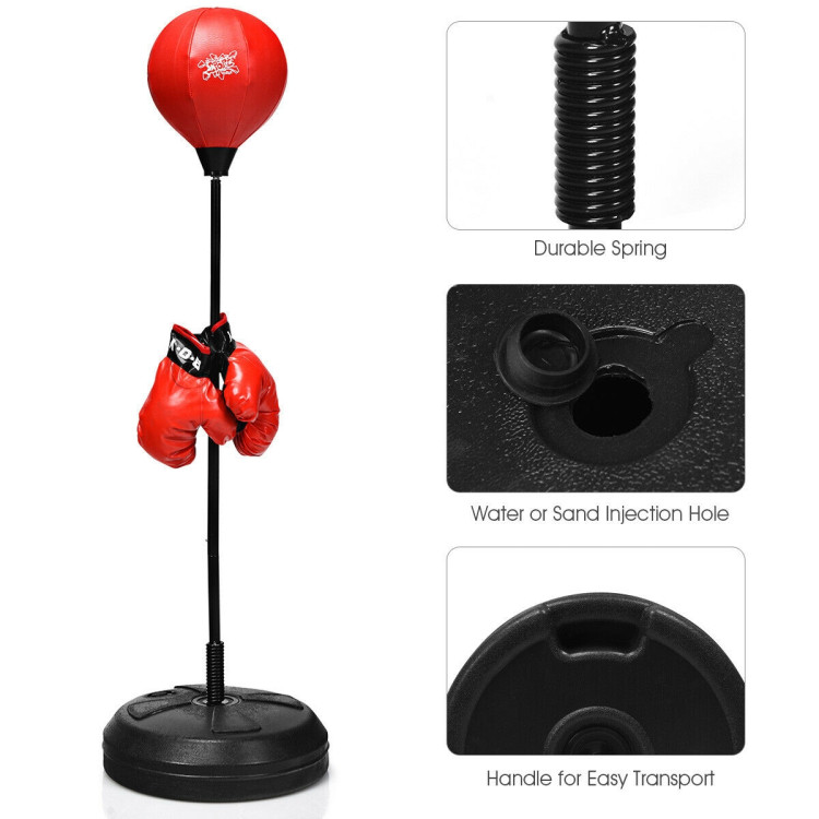 Adjustable Height Punching Bag with Stand Plus Boxing Gloves for Both Adults and KidsCostway Gallery View 11 of 12