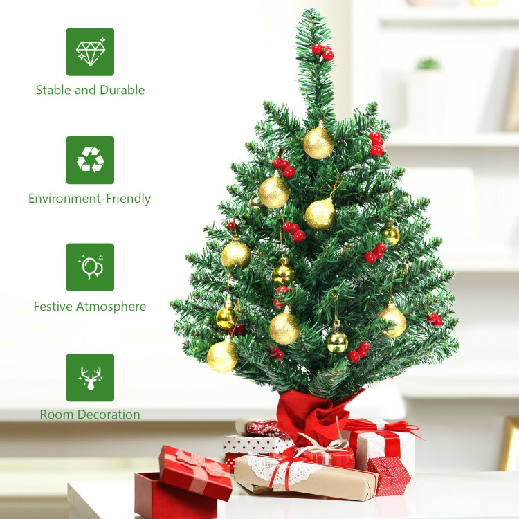 2 Feet Artificial Battery Operated Christmas Tree with LED LightsCostway Gallery View 9 of 10