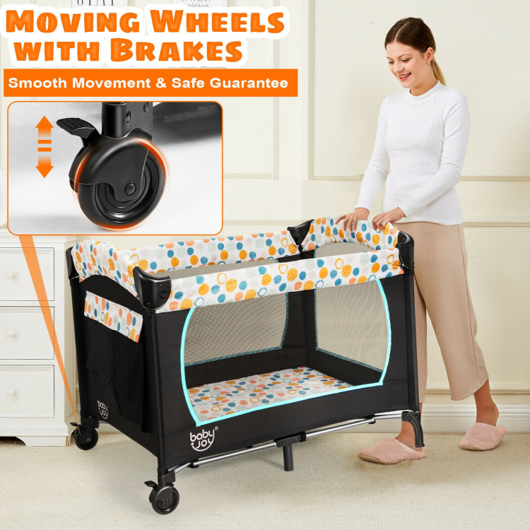 4-in-1 Convertible Portable Baby Playard with Changing Station-BlueCostway Gallery View 7 of 11