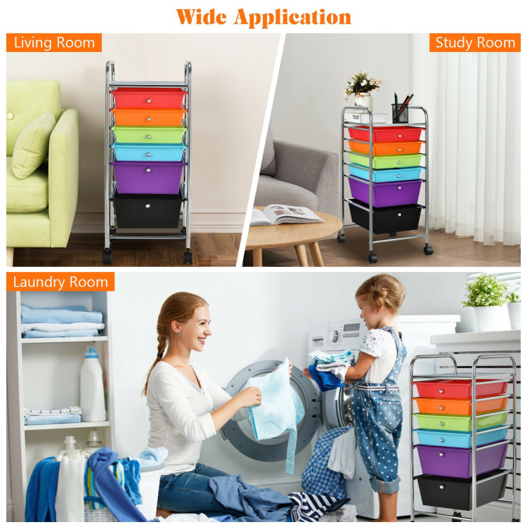 6 Drawers Rolling Storage Cart Organizer-MulticolorCostway Gallery View 3 of 13
