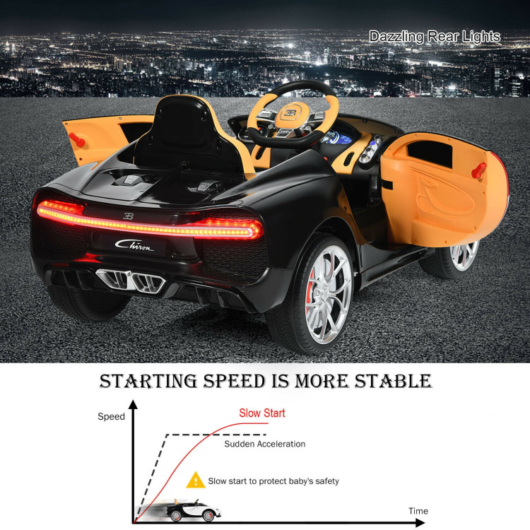 12V Licensed Bugatti Chiron Kids Ride on Car with Storage Box and MP3-WhiteCostway Gallery View 5 of 8