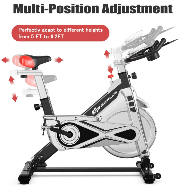  Goplus Indoor Cycling Bike, Stationary Exercise Bike Workout  Bike with Device Holders, LCD Monitor, Adjustable Resistance & Seat &  Handle, Simulated Swing Design, Suitable for Gym Home Cardio Training 