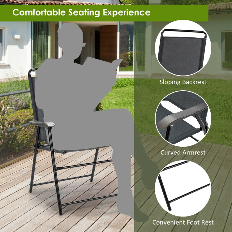 4 Pieces Portable Outdoor Folding Chair with ArmrestCostway Gallery View 9 of 11