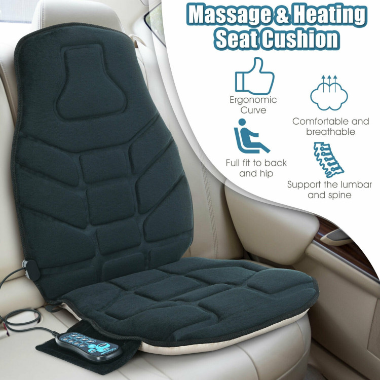 8 Mode Massage Car Seat Cushion Back Relief Fatigue Heat Office