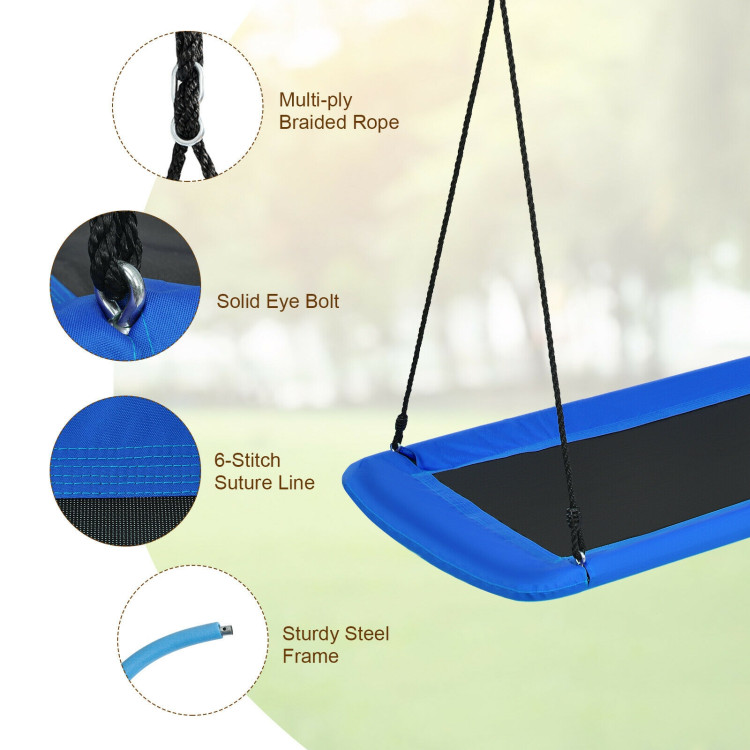 60 Inches Platform Tree Swing Outdoor with  2 Hanging Straps-BlueCostway Gallery View 9 of 9