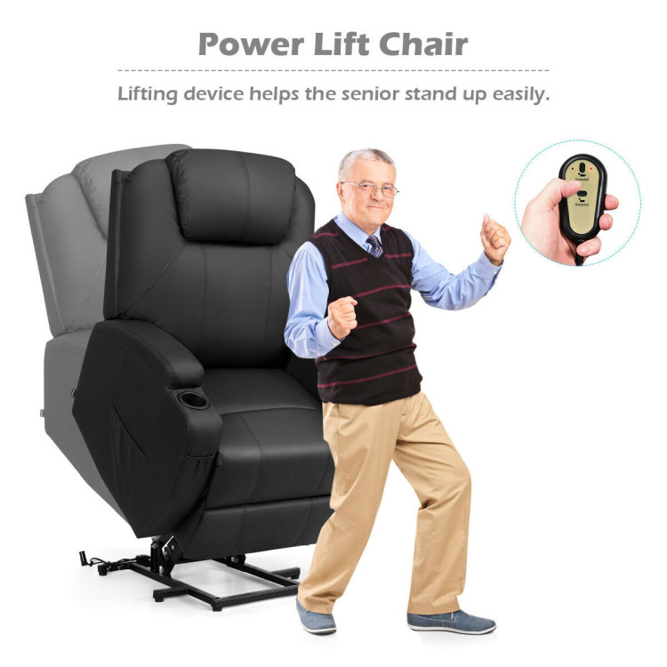 Power Lift Recliner Chair with Massage and Heat for Elderly with Remote Control-BlackCostway Gallery View 9 of 12