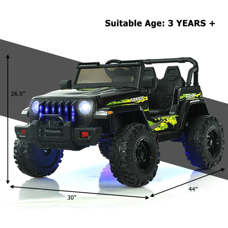 12V Kids Ride-on Jeep Car with 2.4 G Remote Control-BlackCostway Gallery View 4 of 7