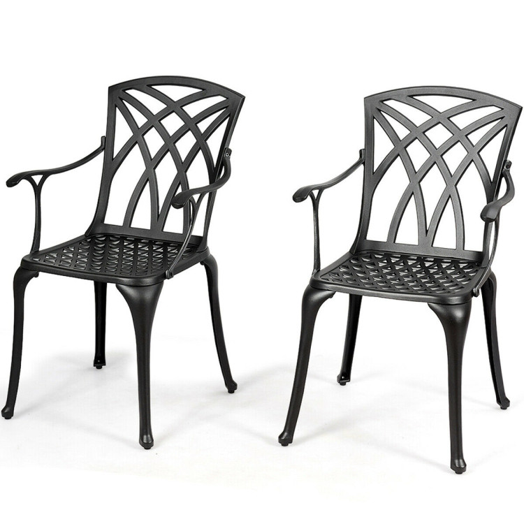 2 Pieces Durable Aluminum Dining Chairs Set with ArmrestsCostway Gallery View 9 of 9